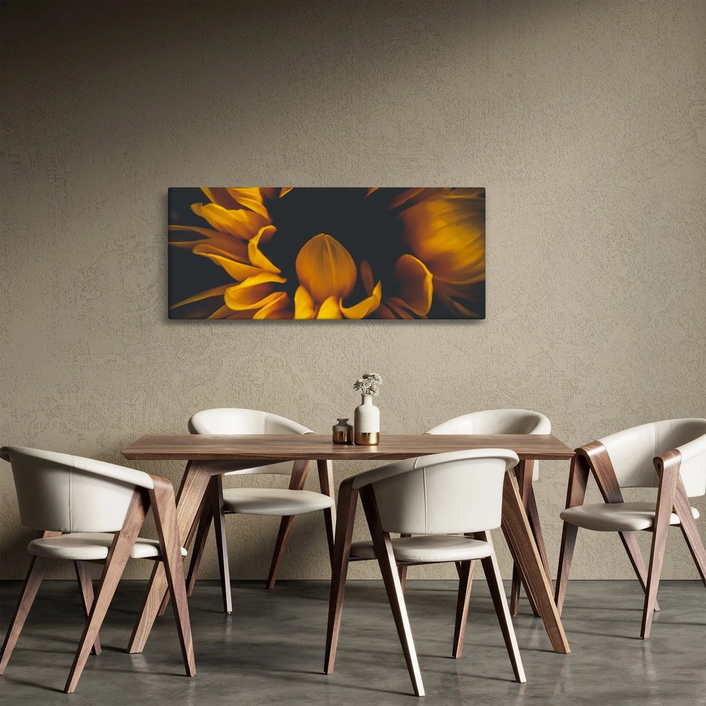 Kép - Napraforgó fekete háttérben (120x50 cm)