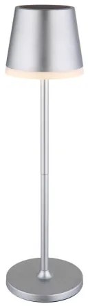 Globo 36637SM Solar asztali lámpa, fém/műanyag ezüstszínű metál, műanyag szatírozott, csúszókapcsoló, CR18650 1200mAh 3.7V, IP44, 2 szerelési magasság: 41 cm/26 cm, ø: 110mm, M: 410mm, tartozék: 10x LED 0.06W 3V, 3000K