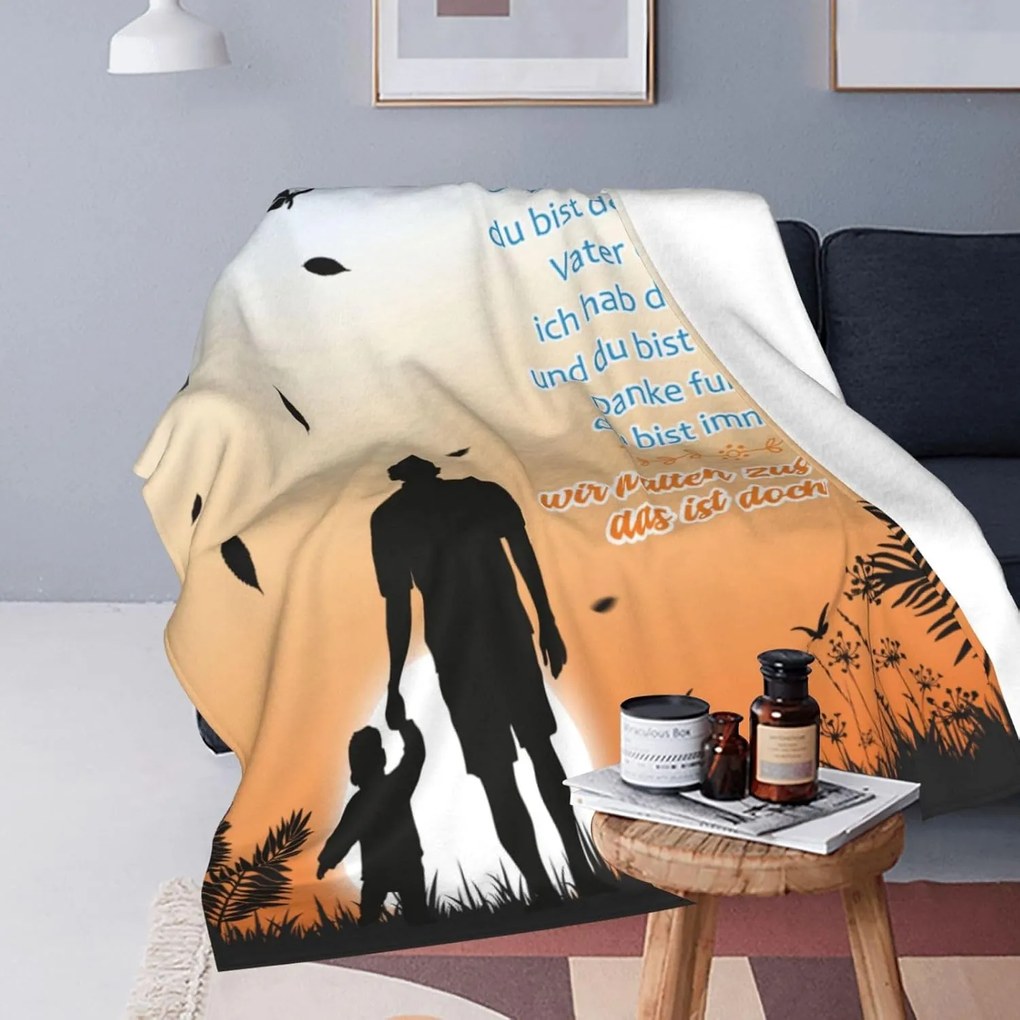 Plüss takaró Ágytakaró Ajándék apának 150x130cm német felirat