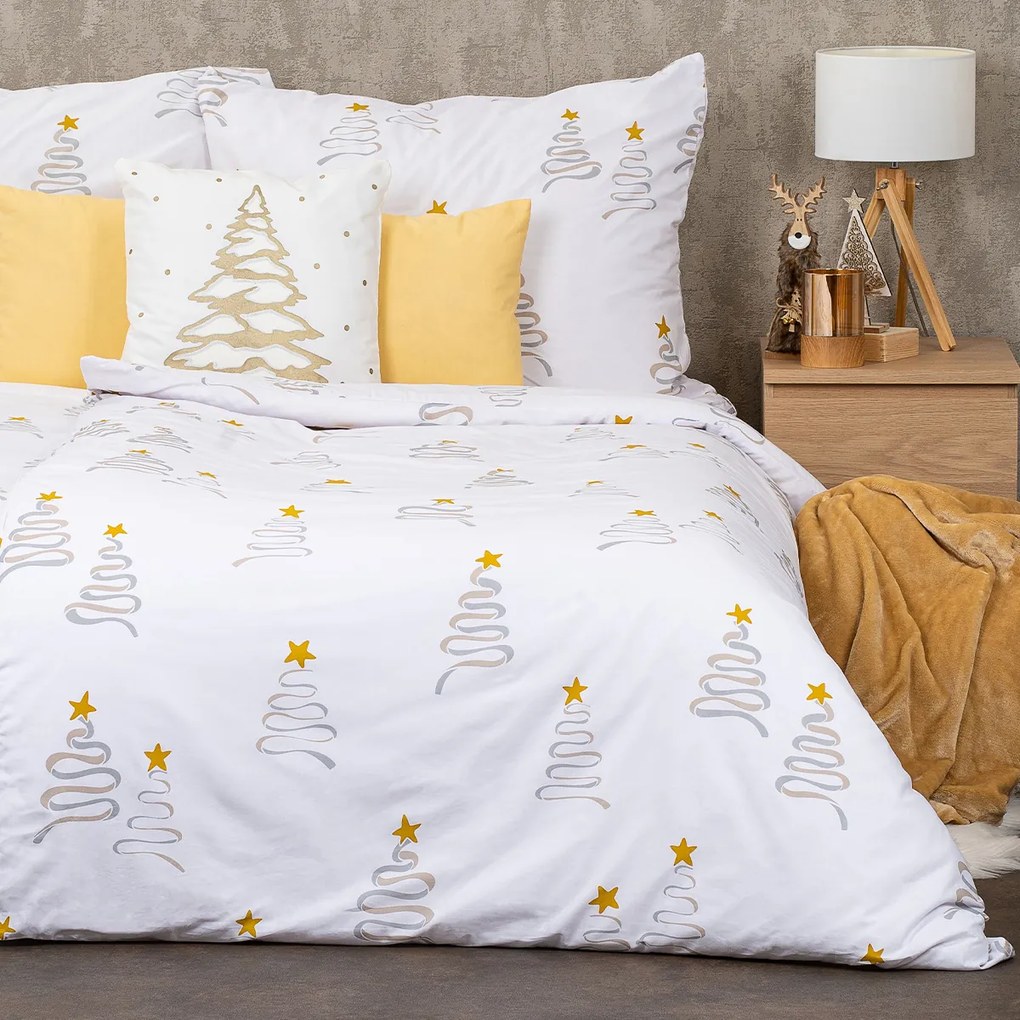 4Home Christmas tree karácsonyi pamut ágyneműhuzat, 160 x 200 cm, 70 x 80 cm, 160 x 200 cm, 70 x 80 cm