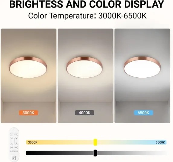 Immax NEO 07321L-LED dimmelhető mennyezeti lámpa NEO LITE SEMPLICI 36 W/230 V Ø 40 cm, rézszínű + távirányító