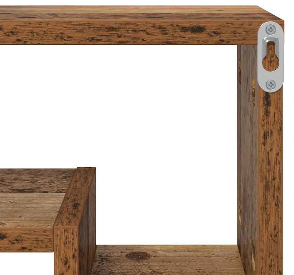 Falpolc polcokkal tárolóval Régi fa 82 x 15 x 51 cm Faanyag