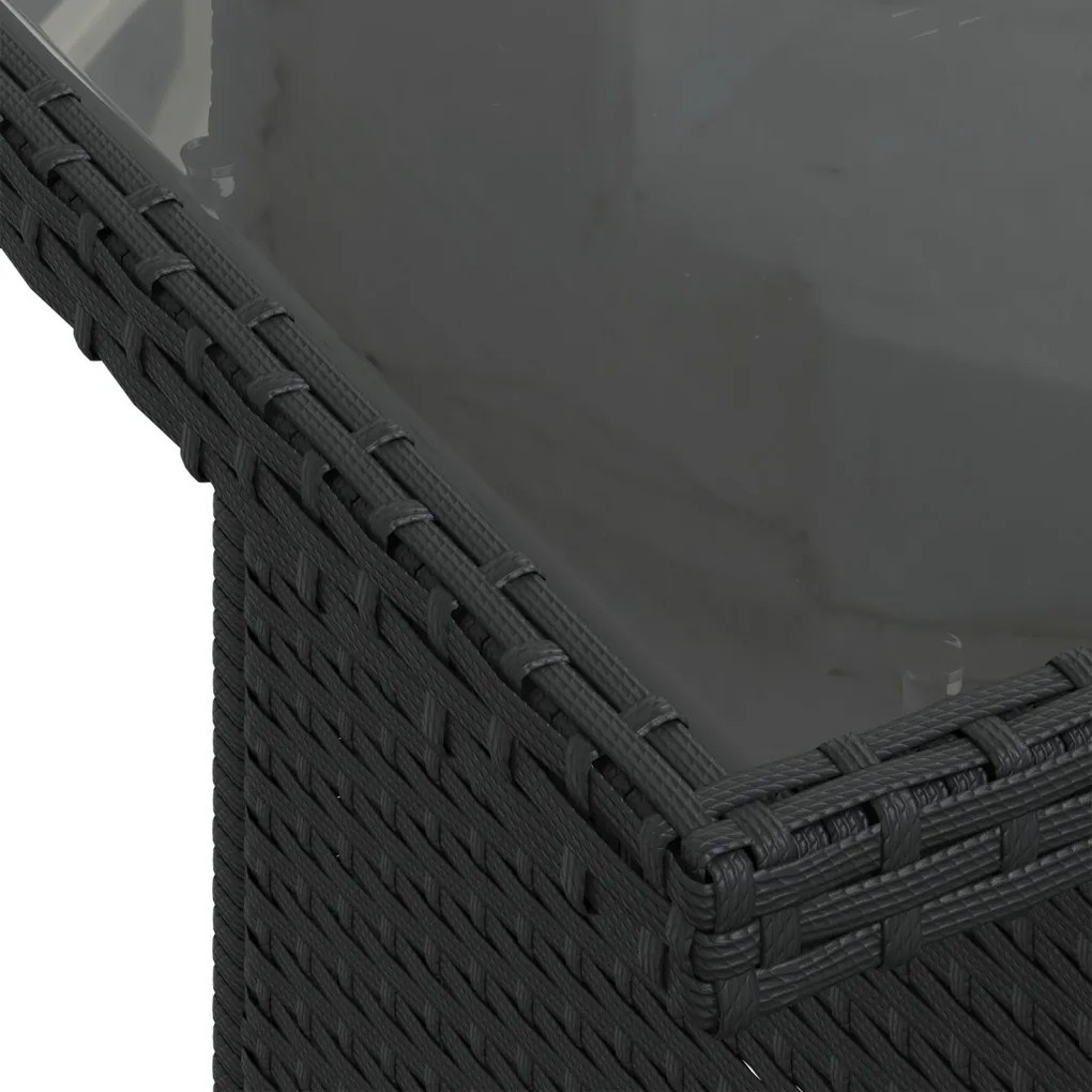 6 részes kerti kanapészett párnákkal - Fekete poly rattan