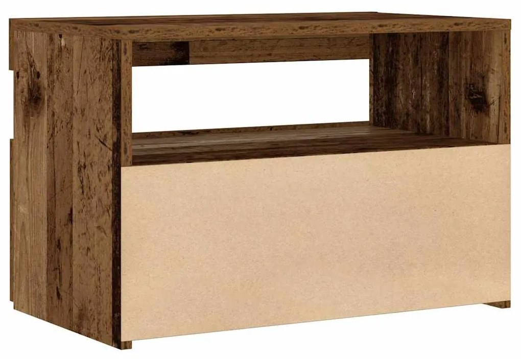 éjjeliszekrény LED fényekkel régi fa 60x35x40 cm gépelt fa