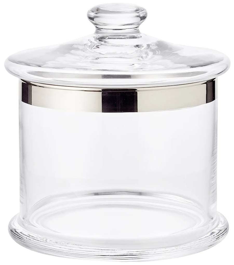 ERIK csokis doboz, fújt kristályüveg platina peremmel, h. 18 cm - EDZARD