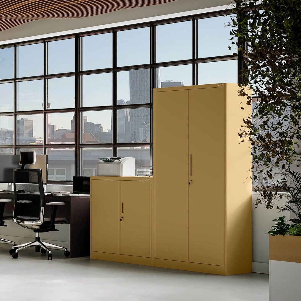 Alacsony fém irattartó szekrény BEATA, 900 x 930 x 400 mm, Fresh Style: bézs