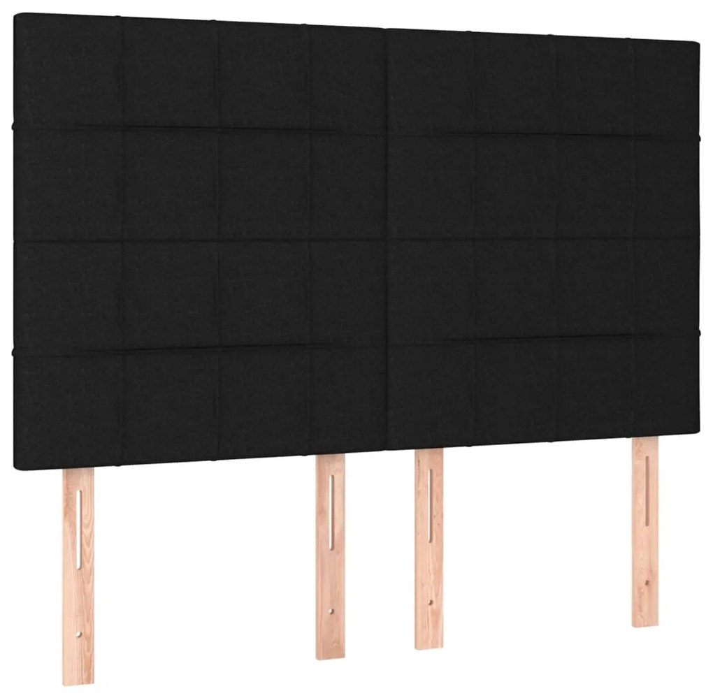 fekete szövet LED-es fejtámla 144x5x118/128 cm