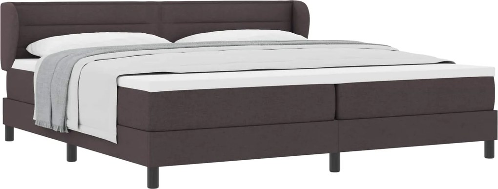 vidaXL Boxrugós ágy matracmal Sötét Barna 200 x 200 cm szövet