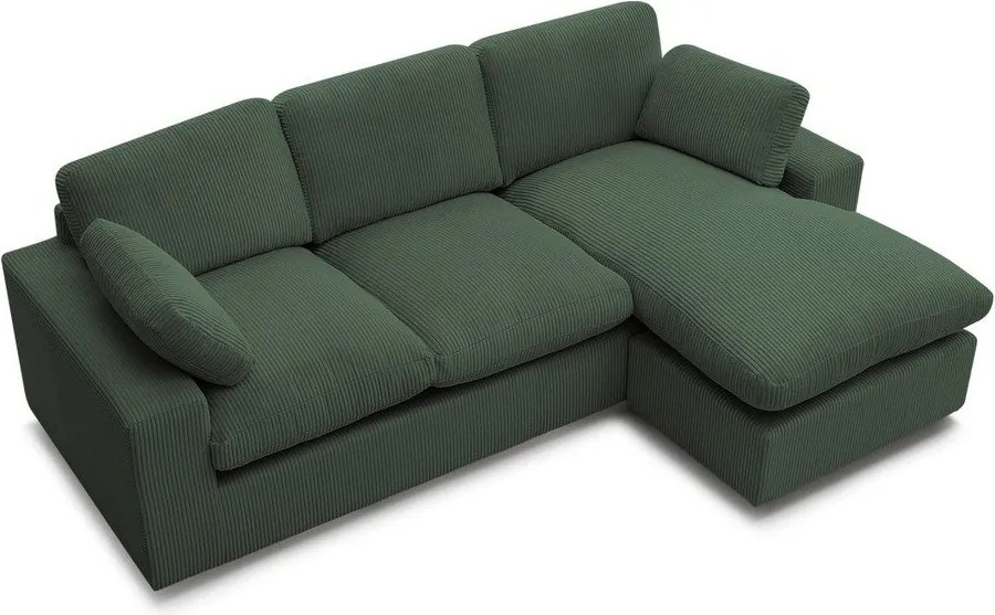 Zöld kordbársony sarokkanapé Belair – Bobochic Paris