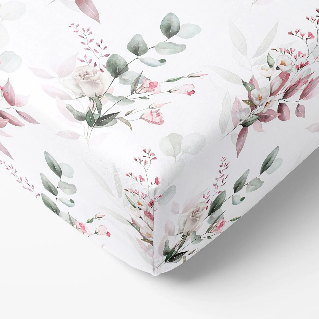 Goldea pamut körgumis lepedő deluxe - zsenge rózsák 180 x 200 cm