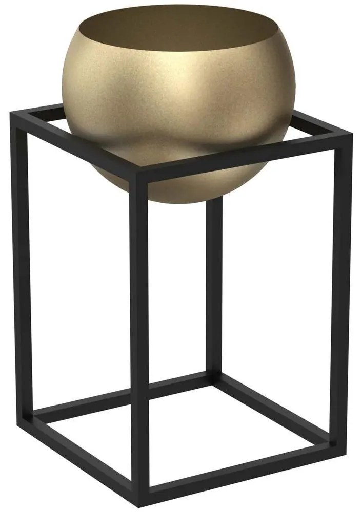 Fém virágcserép 51,3x29 cm fekete/arany