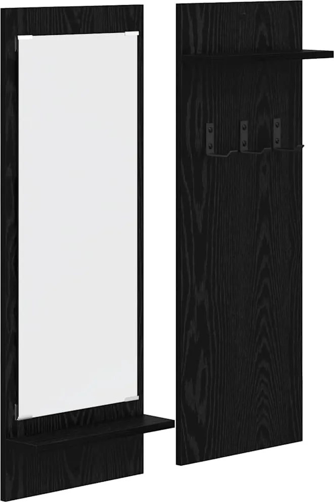 vidaXL Fali Kabáthorog polcokkal Fekete tölgy 70 x 10 x 90 cm Faanyag