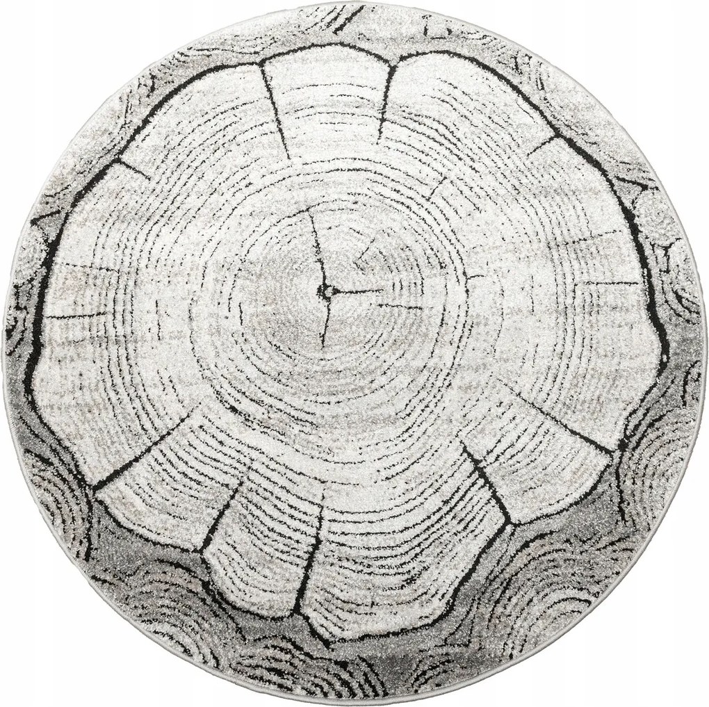Kerek Szőnyeg Szürke Bézs Törzs Puha Fa Nappali Matara átm. 140 cm