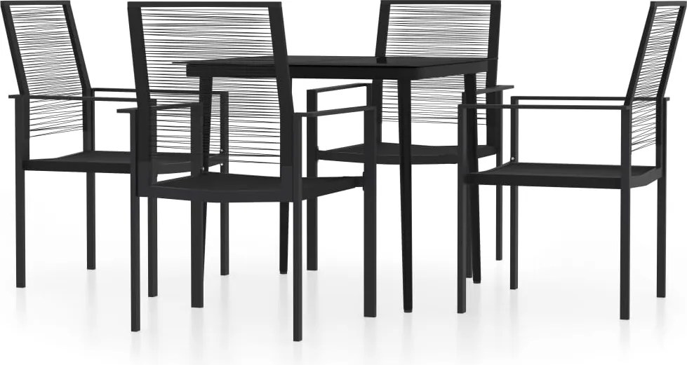 vidaXL 5 részes fekete kerti étkezőgarnitúra