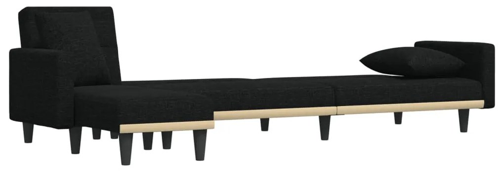 fekete L-alakú szövet kanapéágy 275x140x70 cm