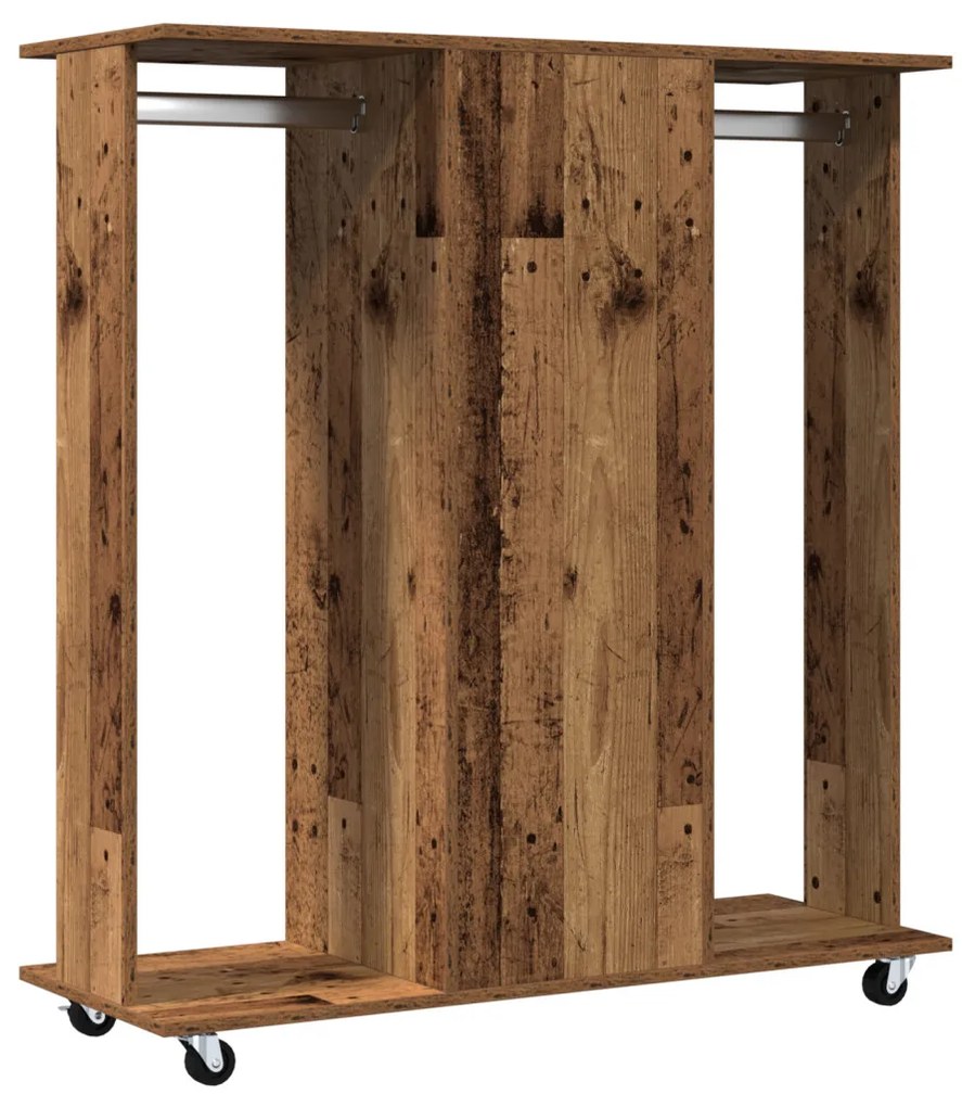 Ruhásszekrény Kerekekkel Régi Fa 102x38x110 cm Mérnöki Fa