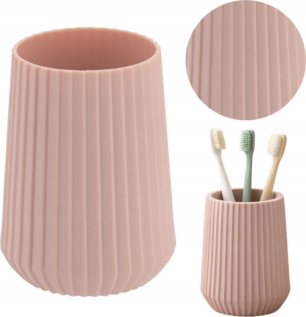 Fürdőszobai Tároló Bögre fogkefe rendszerező fogkrém kozmetikum rózsaszín