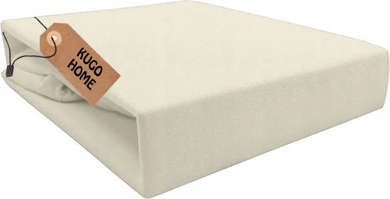 Jersey Gumis Lepedő Pamut 90x200 cm Krémszínű Kugo Home