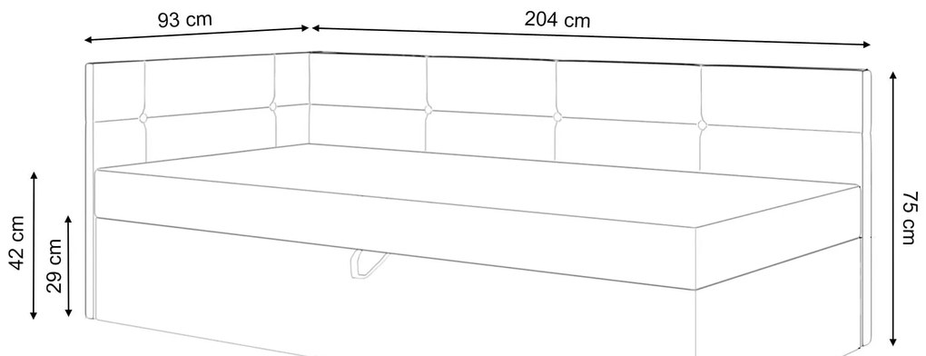 GM AURIGA saroktámlás heverő ágyneműtartóval 90x200 - szürke