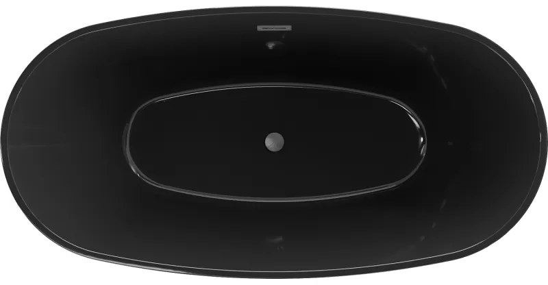 Mexen Eris, szabadon álló kád 170 x 80 cm, fekete, grafit túlfolyó, 53441708070-66