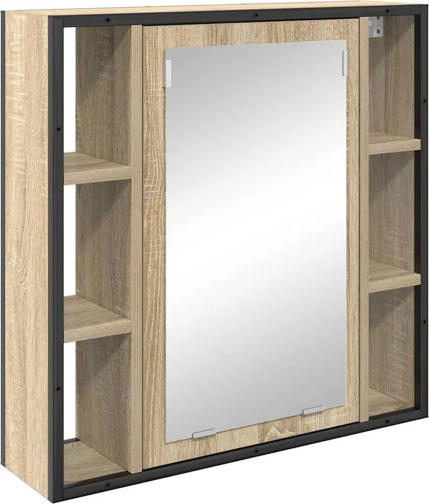 vidaXL Tükörszekrény polcokkal Sonoma tölgy 60 x 16 x 60 cm Faanyag