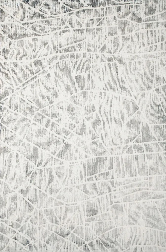 200x290 cm Csillogó Szőnyeg Opál Ezüstös Szürke Kék Vonalas Krém