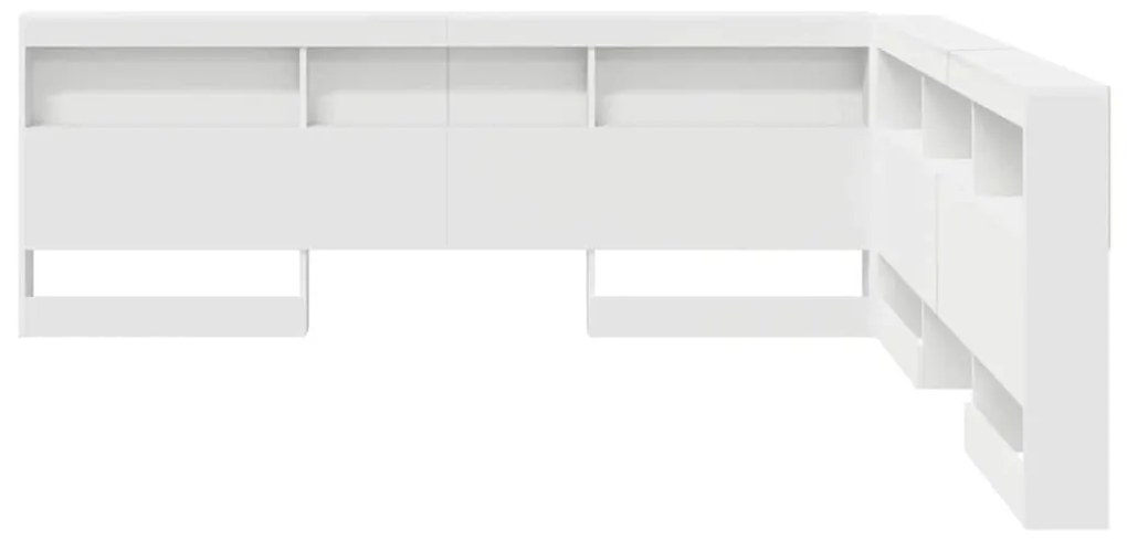 Tároló fejtámla polcokkal fejtámlával Fehér 200 cm Faanyag