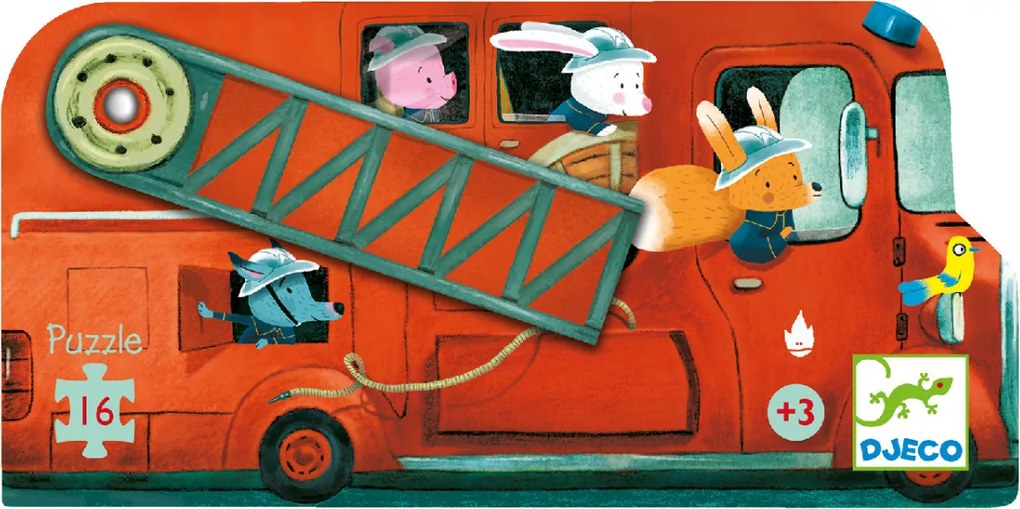 Formadobozos puzzle - A tűzoltóautó, 16 db-os - The fire truck