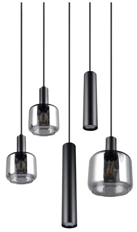 Fekete függőlámpa fém-üveg búrával ø 40 cm Mataro – Trio