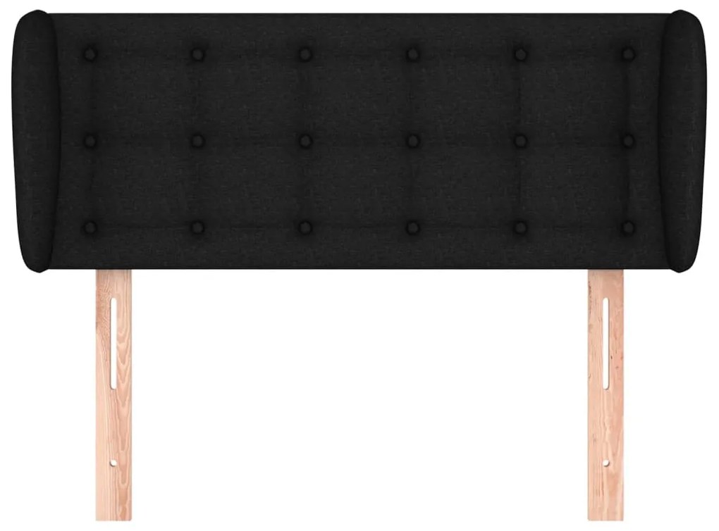 fekete szövet fejtámla szárnyakkal 83x23x78/88 cm