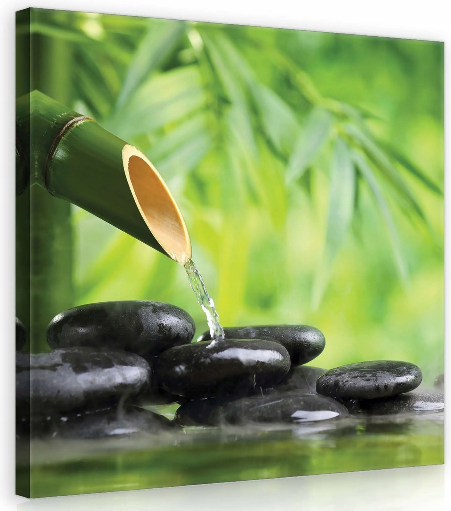 Vászonkép 80x80 Spa relaxáció zen kövek bambusz víz nyugalom harmónia természet
