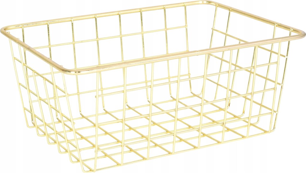 Elegáns drótkosár arany színben Ideális tároláshoz