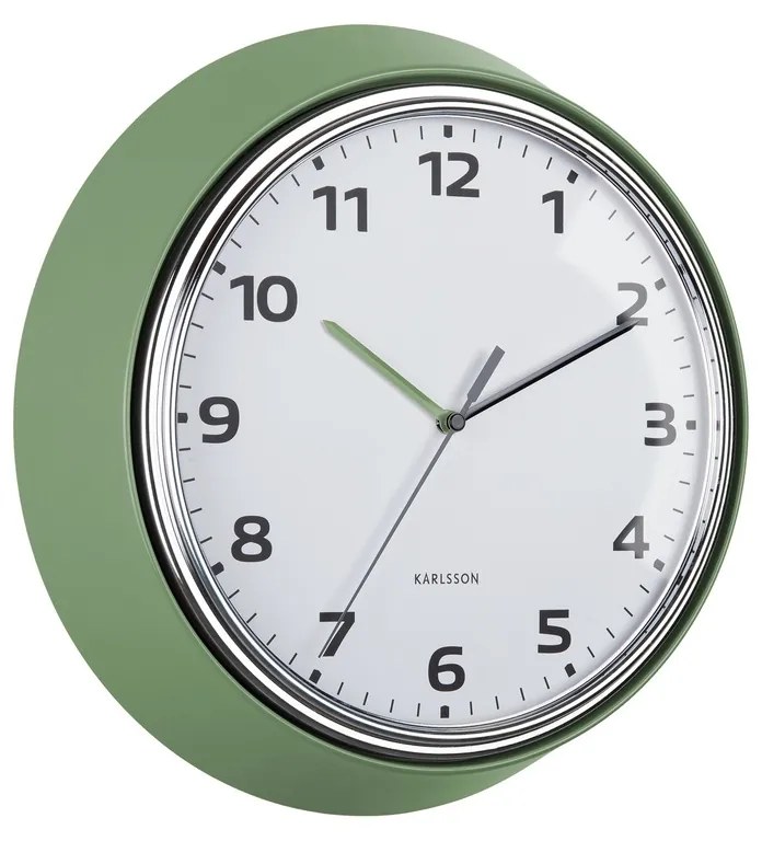 Karlsson 6006GR design falióra, zöld, átmérő 34 cm