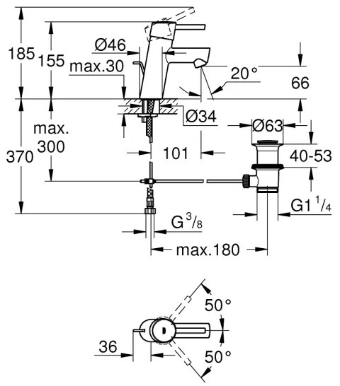 GROHE 32204001 - CONCETTO mosdócsaptelep DN 15 fényes króm