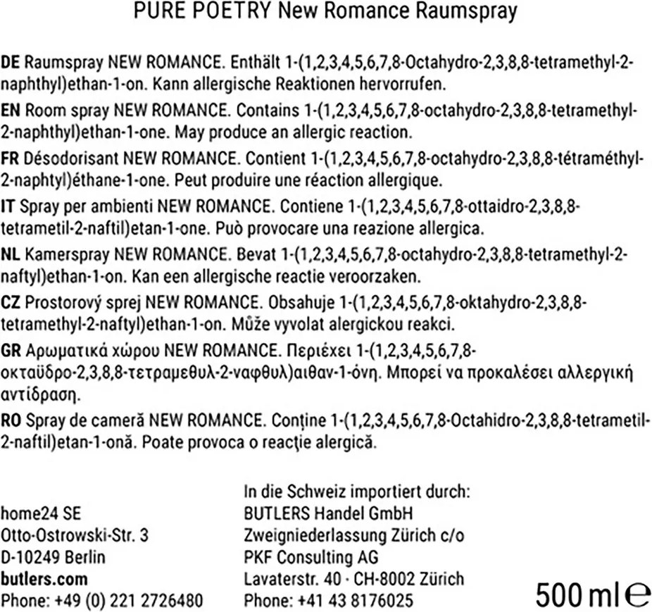 PURE POETRY szobaillatosító spray NEW ROMANCE 500 ml