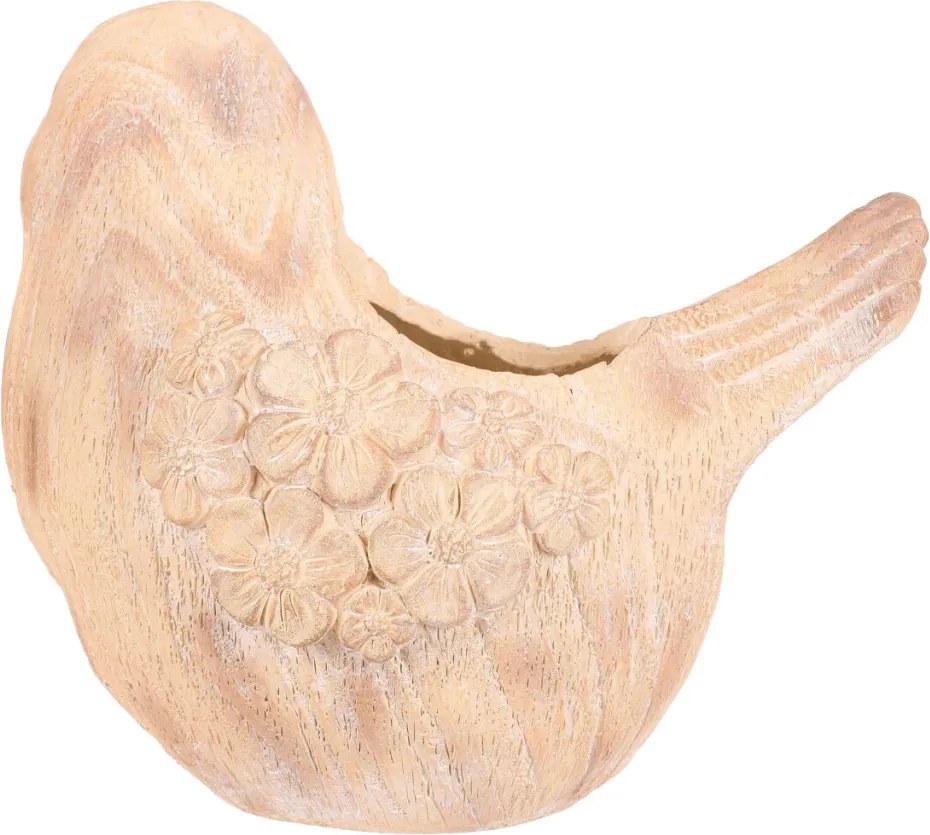 Ptáček - na květiny, magnesium, vzor květin, imitace dřeva