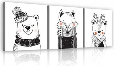 Vászonkép gyerekeknek aranyos állatok 75x25