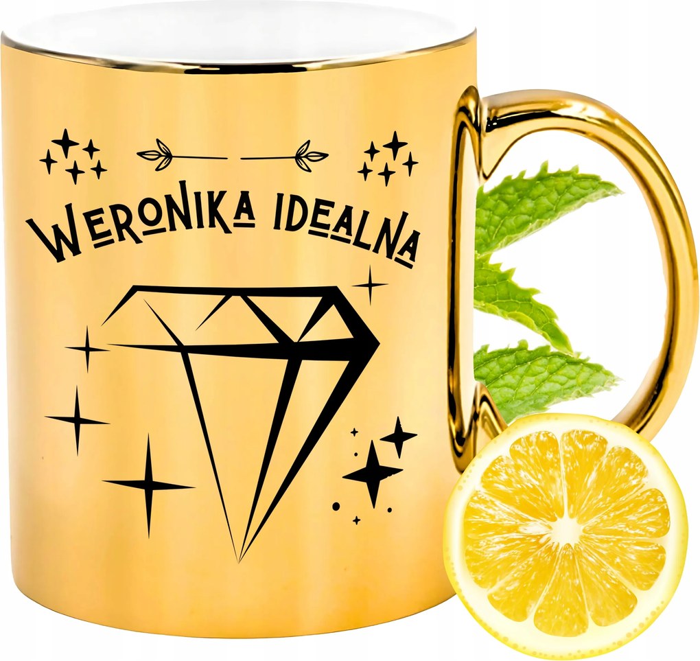 Prémium Arany Csillogó Bögre Veronika Ajándék Nyomtatott Fotóval