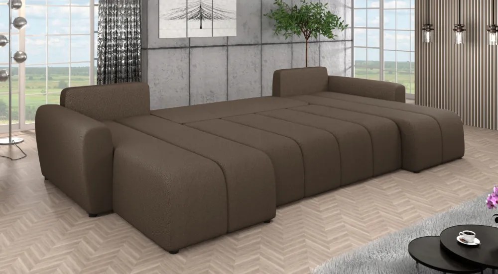 Univerzális ülőgarnitúra, barna, DELIN U UNI