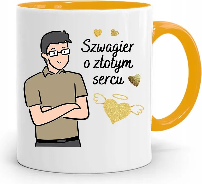 Sógornak Sárga Bögre Születésnapi Ajándéknak, fényképes nyomattal