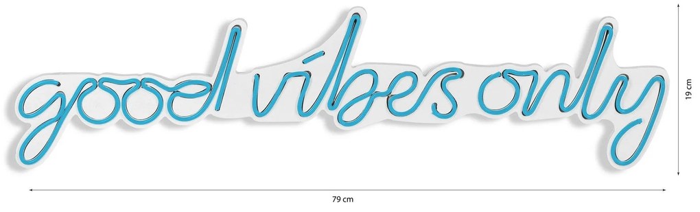 Műanyag LED-es fali dekoráció, Good Vibes Only - Blue