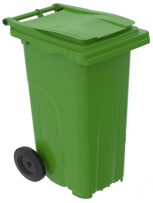 Műanyag szemetes kuka, kommunális hulladékgyűjtő, zöld, 120L