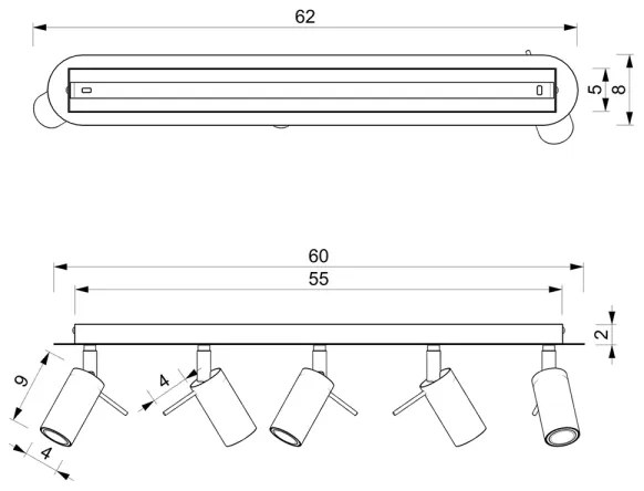 Spotlámpa PRESTON 5xGU10/40W/230V fekete