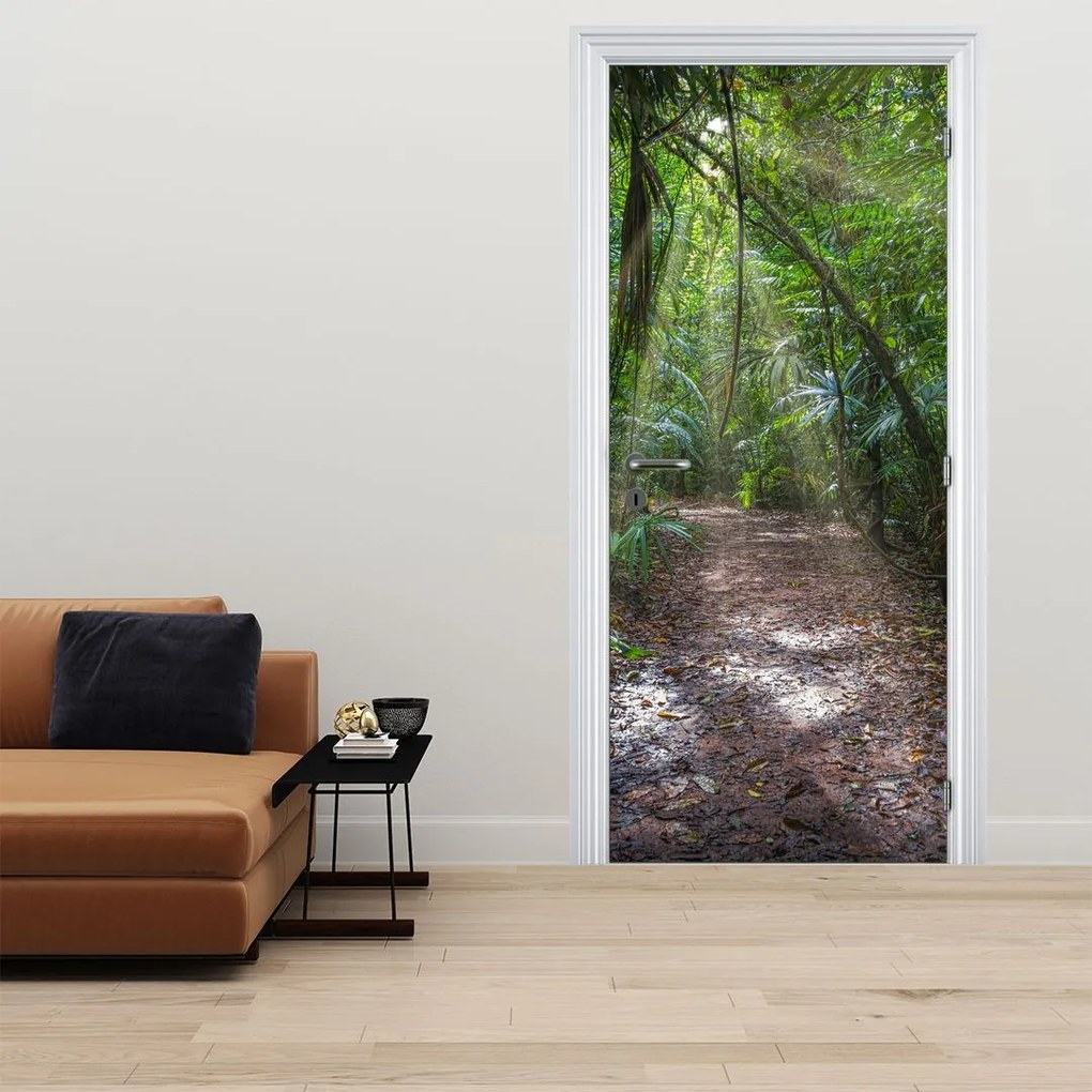 Fotótapéta ajtóra - Napsugarak a dzsungelben (95x205cm)