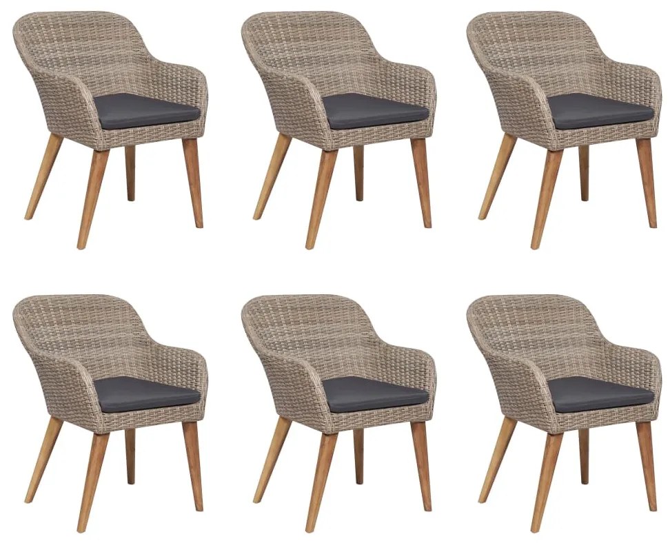 vidaXL 7 részes kültéri polyrattan étkezőgarnitúra párnákkal