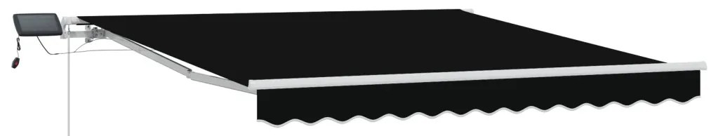 Manuális behúzható napellenző LED-del fekete 300x250 cm