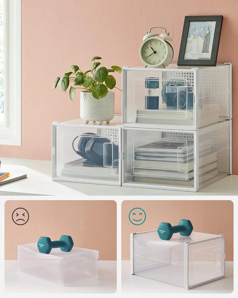 Zárható cipőtároló, cipős dobozok, 18 db-os csomag, fehér