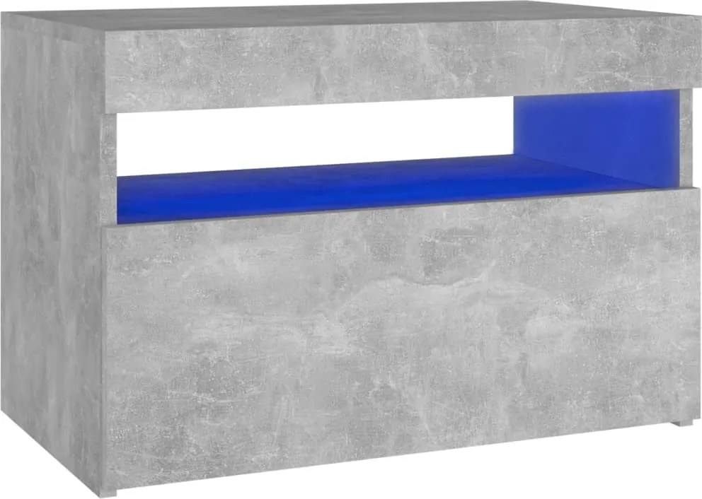 vidaXL betonszürke éjjeliszekrény LED-lámpákkal 60 x 35 x 40 cm