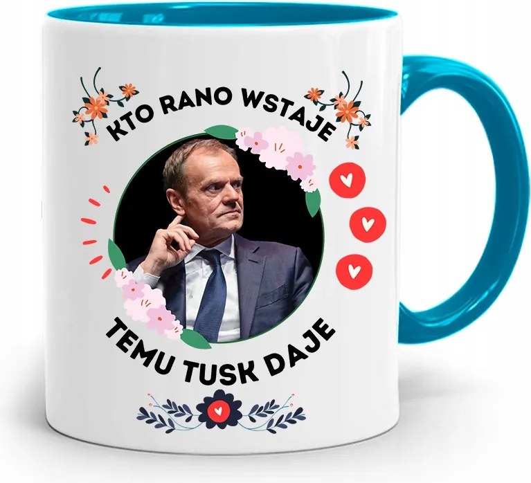 Donald Tusk Kék Bögre Platform Ajándék fényképes nyomtatással