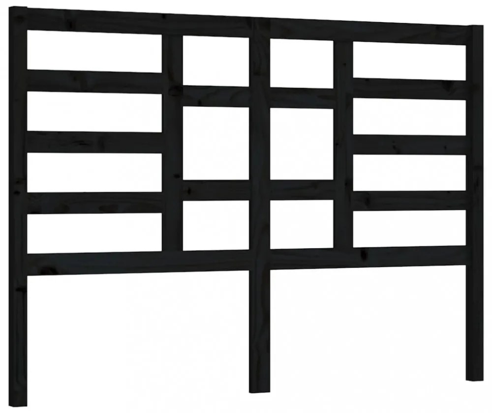 fekete tömör fenyőfa ágyfejtámla 146 x 4 x 104 cm